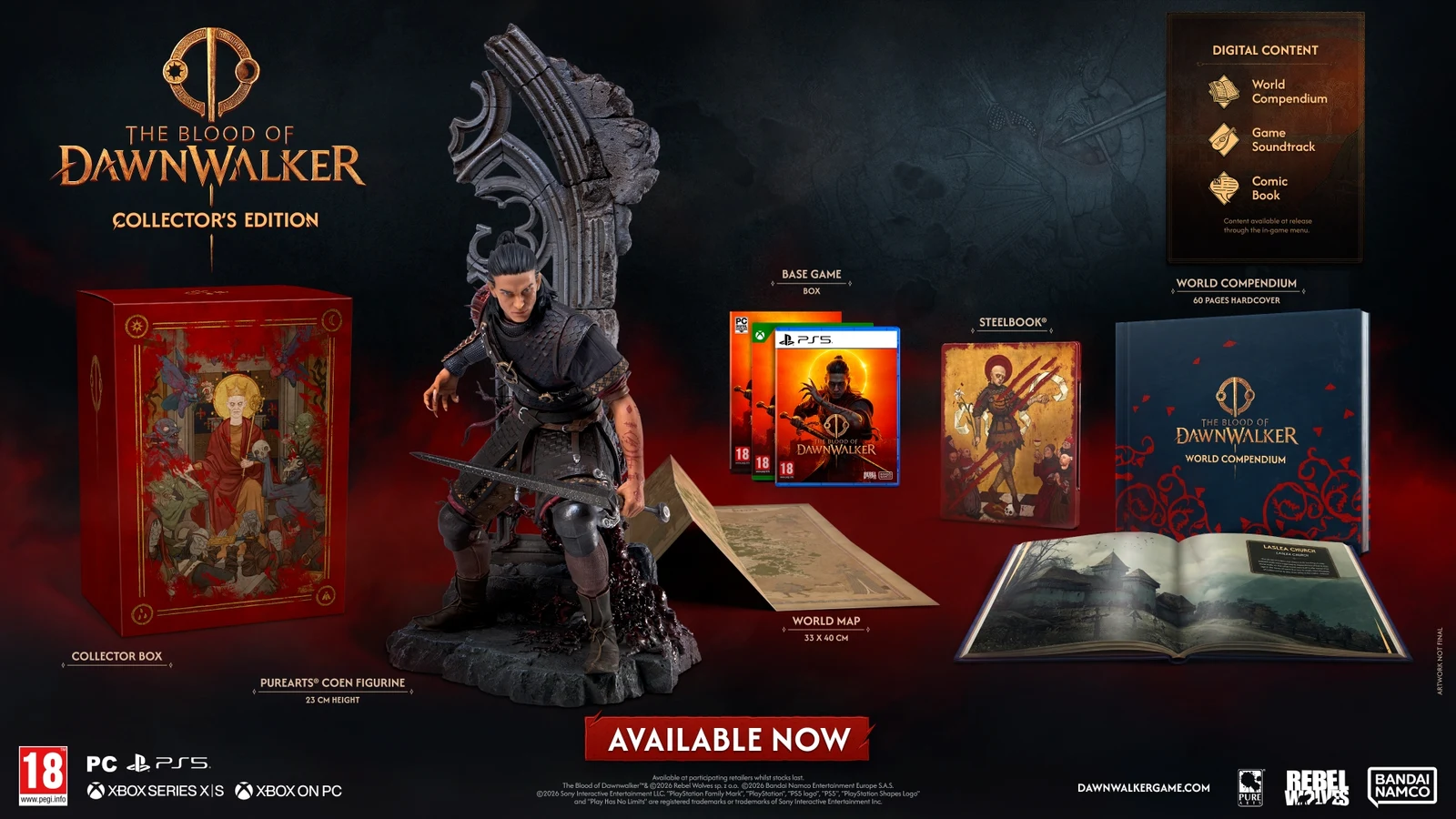 Dawnwalker Collector's Edition Coen figurine, Steelbook, world map, compendium, and collector box