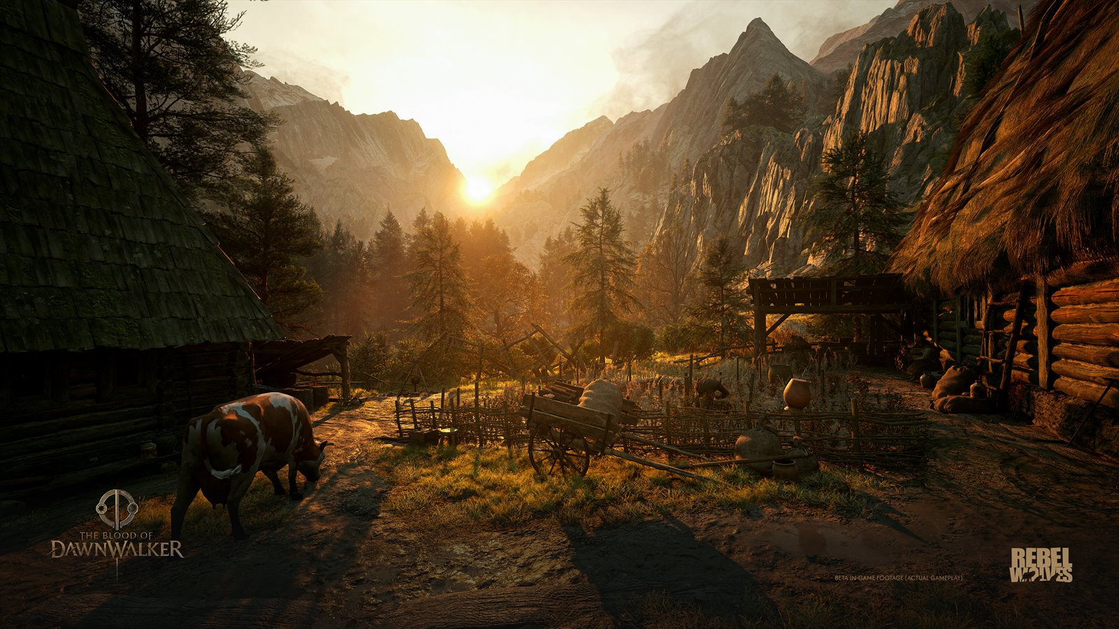 A farmstead in Vale Sangora at sunrise